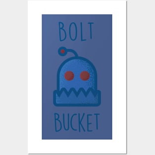 Bolt Bucket Robot Head Illustration Posters and Art